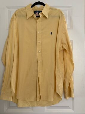 Ralph Lauren Pale Yellow Button-Down Dress Shirt 18 36/37
